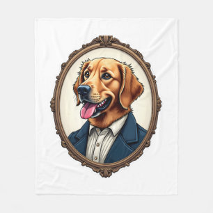 Patriotisches Golden Retriever-Porträt Vintage T-S Fleecedecke