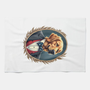 Patriotisches Golden Retriever-Porträt Vintage-T-S Geschirrtuch