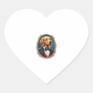 Patriotisches Golden Retriever-Porträt Vintage-T-S Herz-Aufkleber