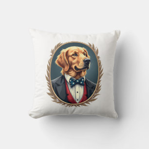 Patriotisches Golden Retriever-Porträt Vintage T-S Kissen