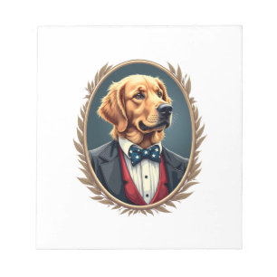 Patriotisches Golden Retriever-Porträt Vintage-T-S Notizblock
