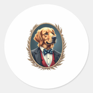 Patriotisches Golden Retriever-Porträt Vintage-T-S Runder Aufkleber