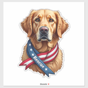 Patriotisches Golden Retriever-Rettungs Vintage T- Aufkleber