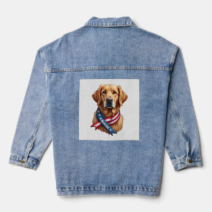 Patriotisches Golden Retriever-Rettungs Vintage-T- Jeansjacke