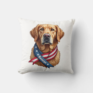 Patriotisches Golden Retriever-Rettungs Vintage-T- Kissen