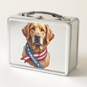 Patriotisches Golden Retriever-Rettungs Vintage-T- Metall Brotdose