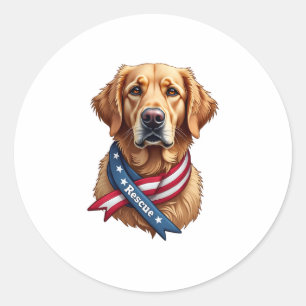 Patriotisches Golden Retriever-Rettungs Vintage T- Runder Aufkleber