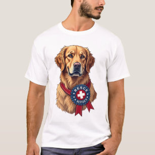 Patriotisches Golden Retriever-Rettungs Vintage-T- T-Shirt