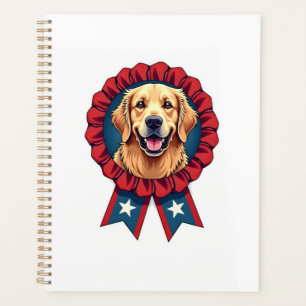 Patriotisches Golden Retriever-Rosette Vintage-Shi Planer