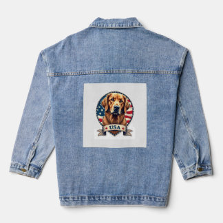 Patriotisches Golden Retriever USA Vintage-Shirt 2 Jeansjacke