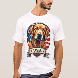 Patriotisches Golden Retriever USA Vintage-Shirt 2 T-Shirt