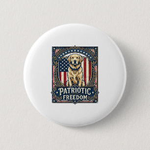 Patriotisches Golden Retriever Vektorgrafik T-Shir Button