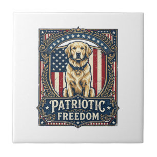 Patriotisches Golden Retriever Vektorgrafik T-Shir Fliese
