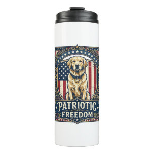 Patriotisches Golden Retriever Vektorgrafik T-Shir Thermosbecher
