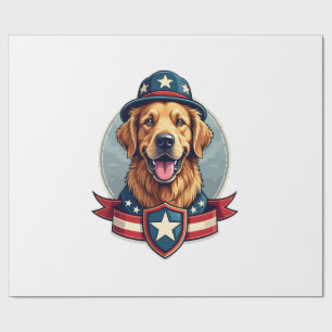 Patriotisches Golden Retriever Veteran Familien-Sh Geschenkpapier