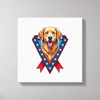 Patriotisches Golden Retriever Victory Ribbon T-Sh Leinwanddruck