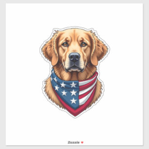Patriotisches Golden Retriever Vintage Gravur Shir Aufkleber