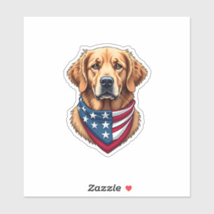 Patriotisches Golden Retriever Vintage Gravur Shir Aufkleber