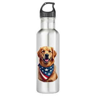 Patriotisches Golden Retriever Vintage Gravur Shir Edelstahlflasche