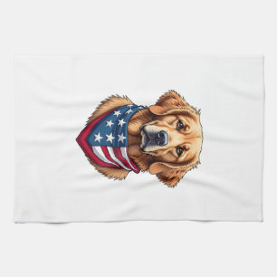 Patriotisches Golden Retriever Vintage Gravur Shir Geschirrtuch