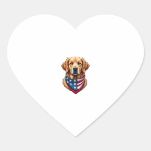 Patriotisches Golden Retriever Vintage Gravur Shir Herz-Aufkleber