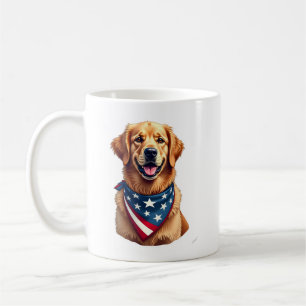 Patriotisches Golden Retriever Vintage-Gravur-Shir Kaffeetasse