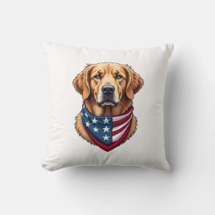 Patriotisches Golden Retriever Vintage-Gravur-Shir Kissen