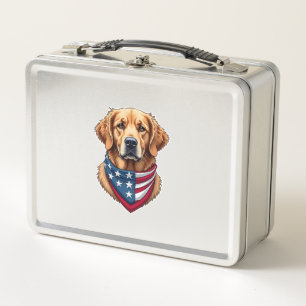 Patriotisches Golden Retriever Vintage Gravur Shir Metall Brotdose