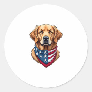 Patriotisches Golden Retriever Vintage Gravur Shir Runder Aufkleber
