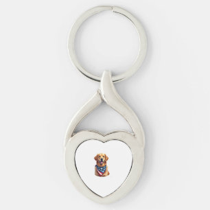 Patriotisches Golden Retriever Vintage-Gravur-Shir Schlüsselanhänger