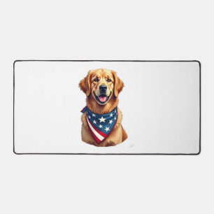 Patriotisches Golden Retriever Vintage-Gravur-Shir Schreibtischunterlage