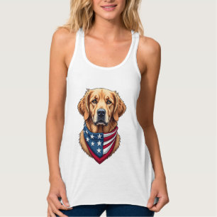 Patriotisches Golden Retriever Vintage Gravur Shir Tank Top