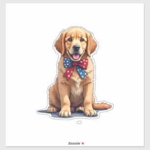 Patriotisches Golden Retriever Welpen Vintage-Shir Aufkleber