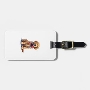 Patriotisches Golden Retriever Welpen Vintage-Shir Gepäckanhänger