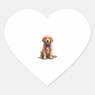 Patriotisches Golden Retriever Welpen Vintage-Shir Herz-Aufkleber
