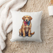 Patriotisches Golden Retriever Welpen Vintage-Shir Kissen (Decke)
