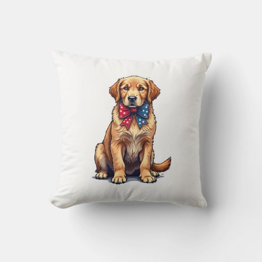 Patriotisches Golden Retriever Welpen Vintage-Shir Kissen (Vorderseite)