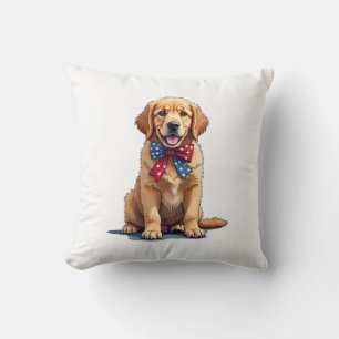 Patriotisches Golden Retriever Welpen Vintage-Shir Kissen