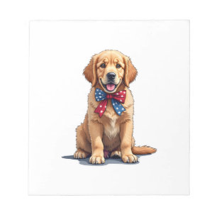 Patriotisches Golden Retriever Welpen Vintage-Shir Notizblock
