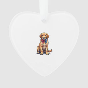 Patriotisches Golden Retriever Welpen Vintage-Shir Ornament