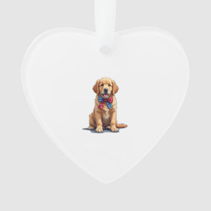 Patriotisches Golden Retriever Welpen Vintage-Shir Ornament
