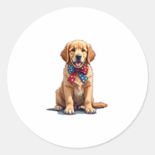 Patriotisches Golden Retriever Welpen Vintage-Shir Runder Aufkleber