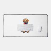 Patriotisches Golden Retriever Welpen Vintage-Shir Schreibtischunterlage (Tastatur & Maus)