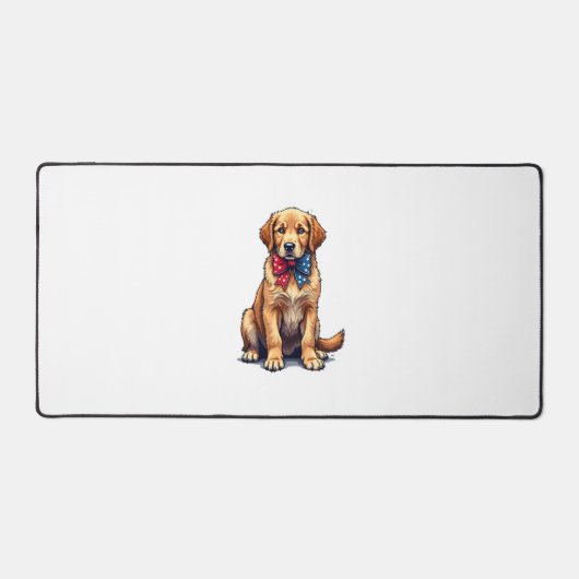 Patriotisches Golden Retriever Welpen Vintage-Shir Schreibtischunterlage (Vorderseite)
