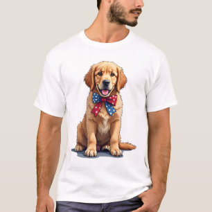 Patriotisches Golden Retriever Welpen Vintage-Shir T-Shirt