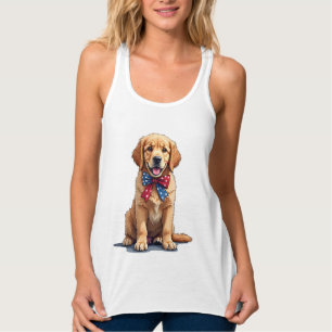 Patriotisches Golden Retriever Welpen Vintage-Shir Tank Top