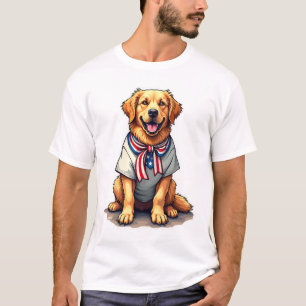 Patriotisches Goldenes Hund Vintage Gravur Shirt 2