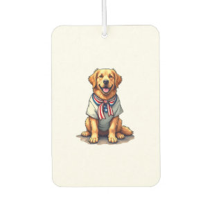 Patriotisches Goldenes Hund Vintage Gravur Shirt 2 Autolufterfrischer
