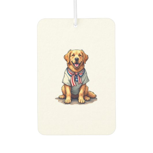 Patriotisches Goldenes Hund Vintage Gravur Shirt 2 Autolufterfrischer (Vorderseite)