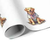 Patriotisches Goldenes Hund Vintage Gravur Shirt 2 Geschenkpapier (Rolleneckpunkt)